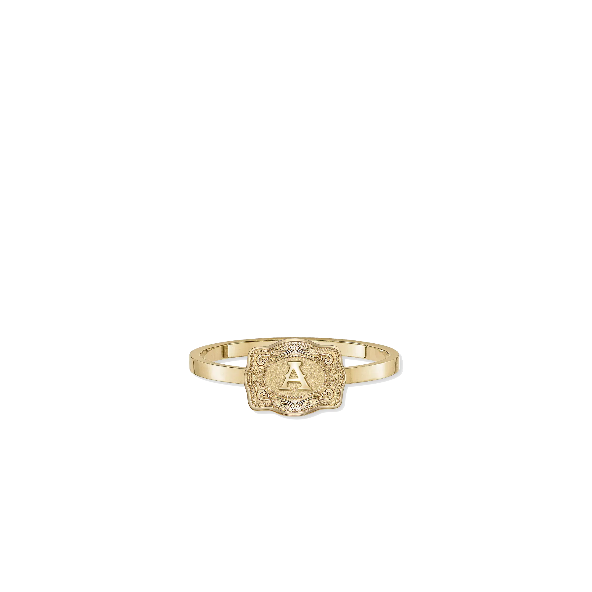 SpurWest Ultra Mini Belt Buckle Ring (Initial) - Gold