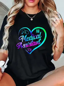 100% Cotton Certified Medical Assistant Watercolor Heart CMA T-Shirt