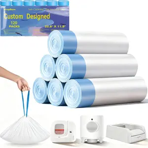 120 Count Automatic Cat Litter Bags Compatible with PURA MAX 2/MAX/X & ScoopFree, Tear-free & Leak-Proof Self-cleaning Cat Litter Box Waste Bags with Durable Drawstring 22.8" x 11.8"
