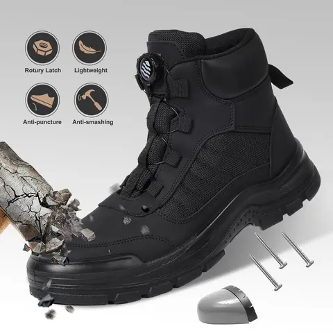 Black Friday Christmas Holiday Gifts for Men, Furuian Unisex Steel Toe Work Boots, High Top Tactical ASTM Certified Safety Shoes, Anti-Slip Puncture Proof Work Footwear for Construction, Perfect Thanksgiving Presents for Husband Dad Son Boyfriend