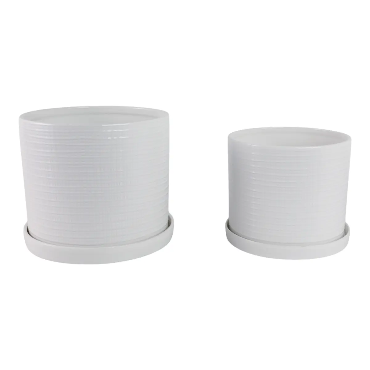 Sagebrook Home 21845 Modern Planter Set of 2 - 10-12 in. White Decorative, Indoor, Minimalist, Ornamental Small Garden Pots, Decorative Flower Pots, Indoor Flower Pots