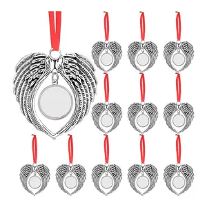 12Pcs Angel Wing Shape Blank Hot Transfer Printing Sublimation Ornament Decoration for Christmas Tree Decor Xmas Party