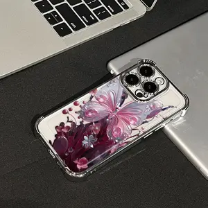 For iphone.Novel Pink Butterfly Soft Case Suitable for Infinix Smart 8 7 6 5 Tecno Spark Go 2024 20 20C 10 20 10C Pro Hot 30 20 30i 40 20i 40i 11 10 9 50 Play Note 30 40 Pro 10 Lite Luxury Plating Metal Lens Shockproof Cover