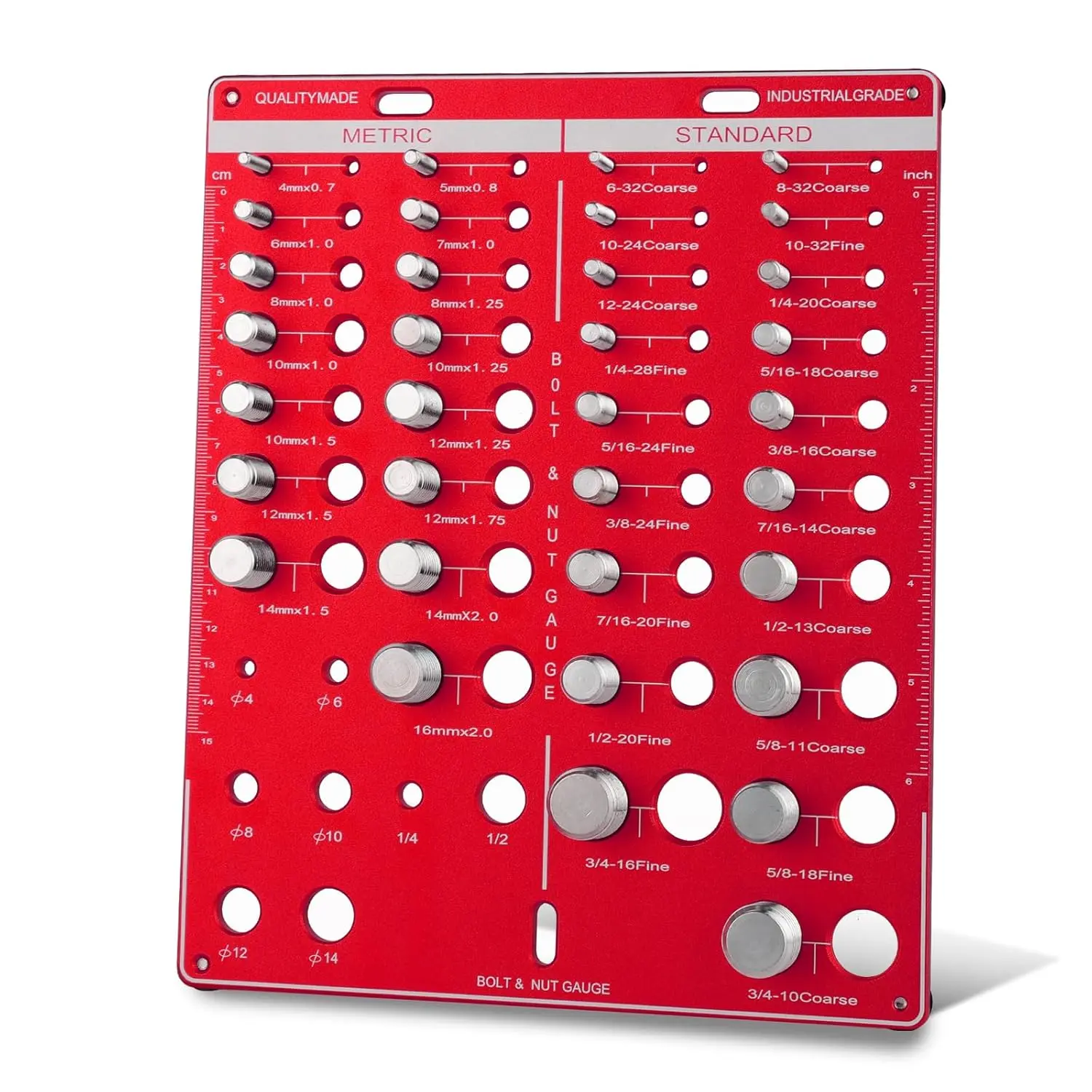 42 Nut and Bolt Thread Checker, Bolt Size and Thread Gauge, 19 Standard & 15 Metric Sizes & 8 Drill Bit Gauge, Measuring Tools, Hardware, Industrial