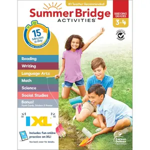 Summer Bridge Activities 3rd to 4th Grade Workbook, Activity Book With Math, Language Arts, Reading Comprehension, Science, Social Studies, Writing, Fitness, Flash Cards, eBook, Stickers and More