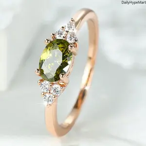 Dainty Peridot Rose Gold Engagement Ring - Minimalist Stackable Promise Jewelry for Engagement Ring Stack