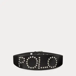 Polo Ralph Lauren - Studded Logo Leather Moto Belt Polo Ralph Lauren - Studded Logo Leather Moto Belt