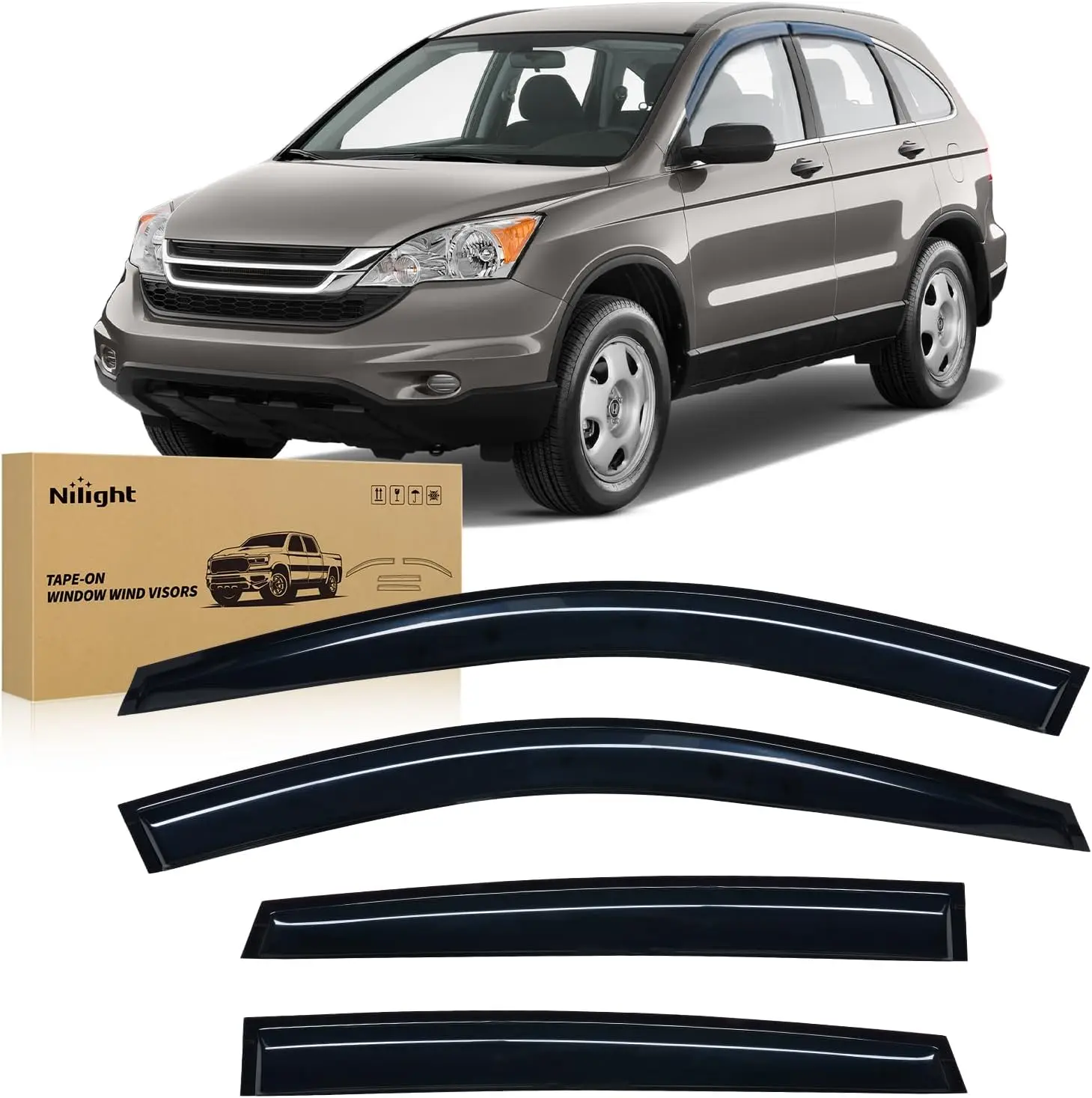 Nilight Window Visors for Honda CR-V(CRV) 2007 2008 2009 2010 2011, Out-Channel Window Wind Deflectors Rain Guards -4PCS, Window Rain Guard summervibes Car Vehicle