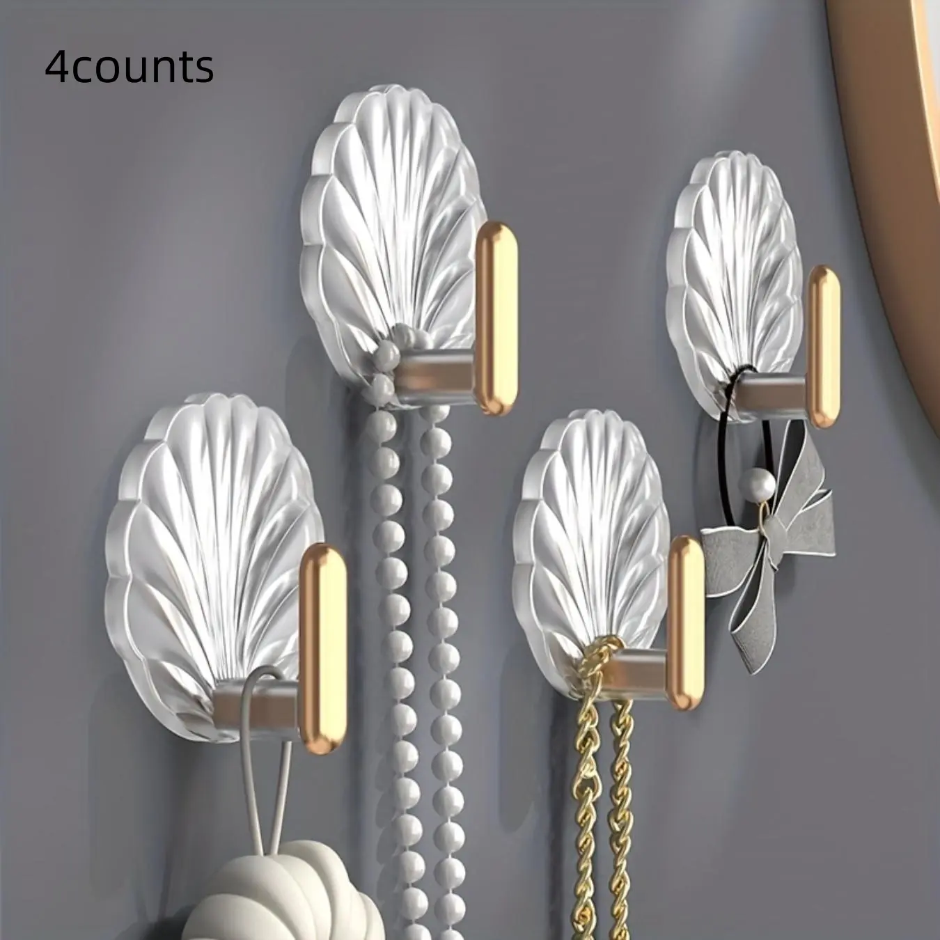 Shell Shaped Hooks, Sticky Waterproof Self-Adhesive Wall Hooks, Wall Mounted Hook, Storage Hooks, Ideal for Hanging Towels, Keys & Coats in Kitchen, Bathroom & Bedroom