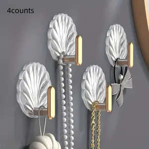 Shell Shaped Hooks, Sticky Waterproof Self-Adhesive Wall Hooks, Wall Mounted Hook, Storage Hooks, Ideal for Hanging Towels, Keys & Coats in Kitchen, Bathroom & Bedroom