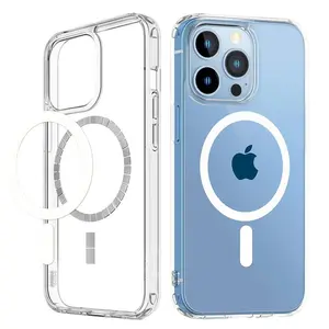 Magnetic Clear Protective Case for Smartphone iPhone 11 12 13 14 15 16 16e 17Air 17 Plus/Pro/Pro Max - Compatible with MagSafe Wireless Charging, Shockproof Anti-Scratch Bumper Cover with Transparent Back