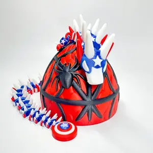 An 18-inch oversized 3D printed Captain America-themed dragon-shaped art statue, suitable for collectors.