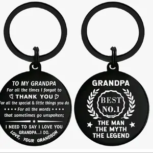 TANWIH Best Grandpa Ever Keychain - Fathers Day Gifts for Grandpa - Birthday Key Chain Keyring - Grandfather Appreciation Gift