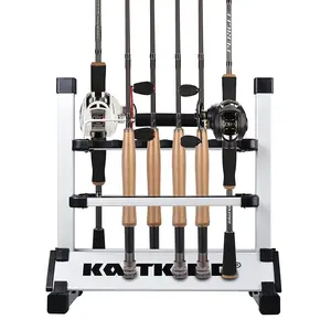 212 MAIN Organized Fishing Multi-Rod Holder (CDMT-008) for Rod Reel and Spinning Reel, with Adjustable Clips, Distressed Look Mini Typhoon Rack, Includes Hardware, Spinning Rod Reel