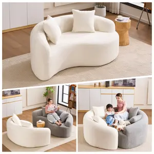 67" Curved Loveseat Sofa,Full Sponge Compression Sofa, Chinese Tai Chi Style,S-Shaped Couch for Small Spaces,Apartment,Coffee Shop,Hotel,Bedroom (White, 67")