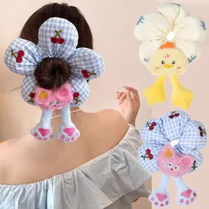 AWAYTR 1/2Pack Cute Cat and Chick Shapes Hair Scrunchies Cartoon Big Hair Ties for Women's,Elastic,Hair Scrunchies Set Rubber Bands Ponytail Holders Party Costume Hair Accessories