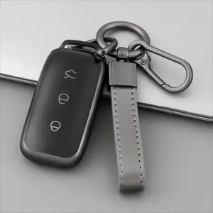 Titanium Grey Soft TPU Car Remote Key Fob Cover Case Holder Shell with Keychain for Geely for Galaxy L6/L7/E5/E8 MAX 1.5T Plus/Air Pro/EX5 Car Key Fob Cover Case Shell Protector, Keychain Accessory, Vehicle Key Protector, Sleek Key Protector