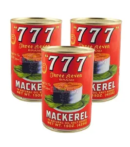 777 Mackerel Can Fish (Pack of 3 x 15 Oz) Premium quality mackerel in natural oil and full awesome delicious flavor, Natural Oil Salt Added Food