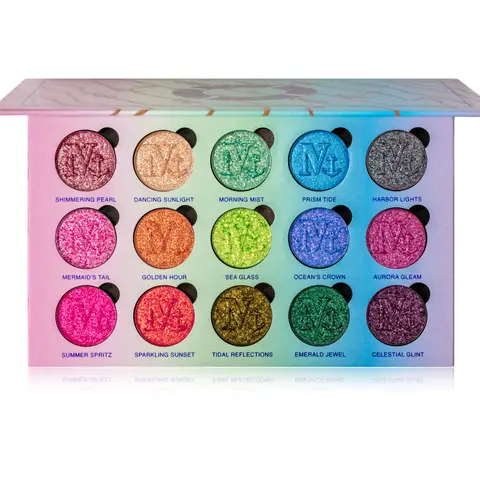 Aurora Cruise - 15 Shade Shimmer Eyeshadow Palette - Cruelty Free Radiant Eye Makeup - Removeable Eyeshadow Pans