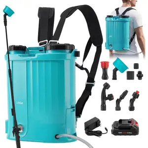 2.64 Gallon Battery Powered Backpack Sprayer, 0-65 PSI Adjustable Pressure, Electric Sprayer with 5 Nozzles and 1 Wands, 18V 2Ah Battery, Wide Mouth Lid for Weeding, Spraying