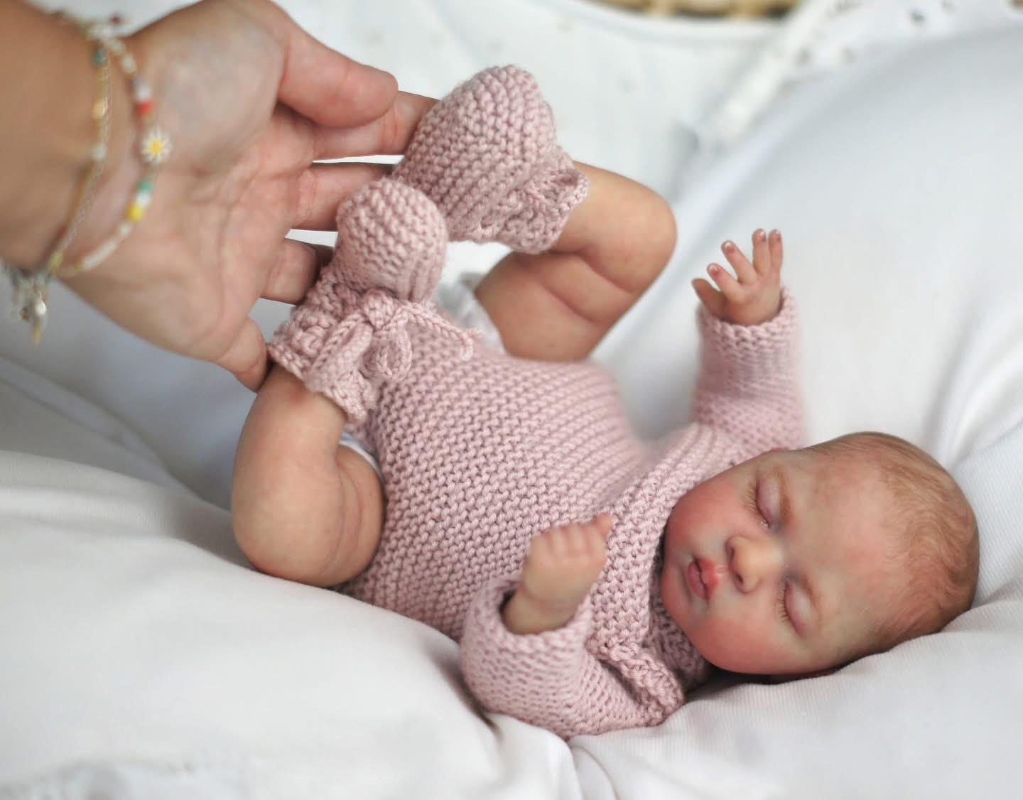 10" Realistic Reborn Baby Doll with Closed Eyes Soft Cloth Body & Vinyl Limbs Hand-Painted Head Handmade Lavender Knit Outfit Lifelike Newborn Doll Gift for Collectors 10" Realistic Reborn Baby Doll with Closed Eyes Soft Cloth Body & Vinyl Limbs Hand-Painted Head Handmade Lavender Knit Outfit Lifelike Newborn Doll Gift for Collectors