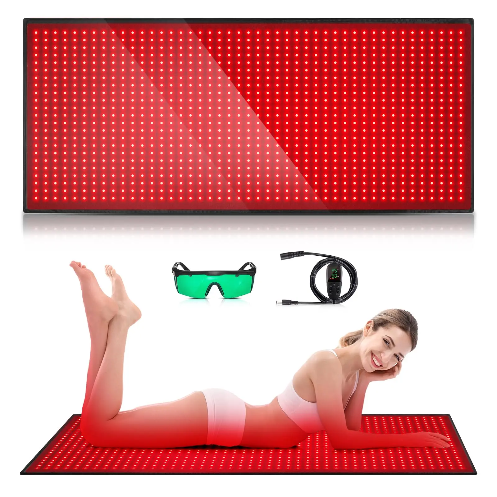 Body red light therapy mats, red light therapy blankets, 660nm/850nm near-infrared full-body mats, 1280 LED beads, infrared light therapy, pain relief, sleep improvement; gifts.