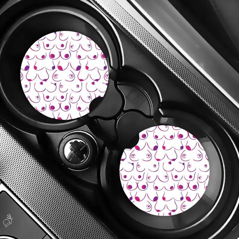 Boobies Car coaster set fabric like material Boobies Car coaster set fabric like material