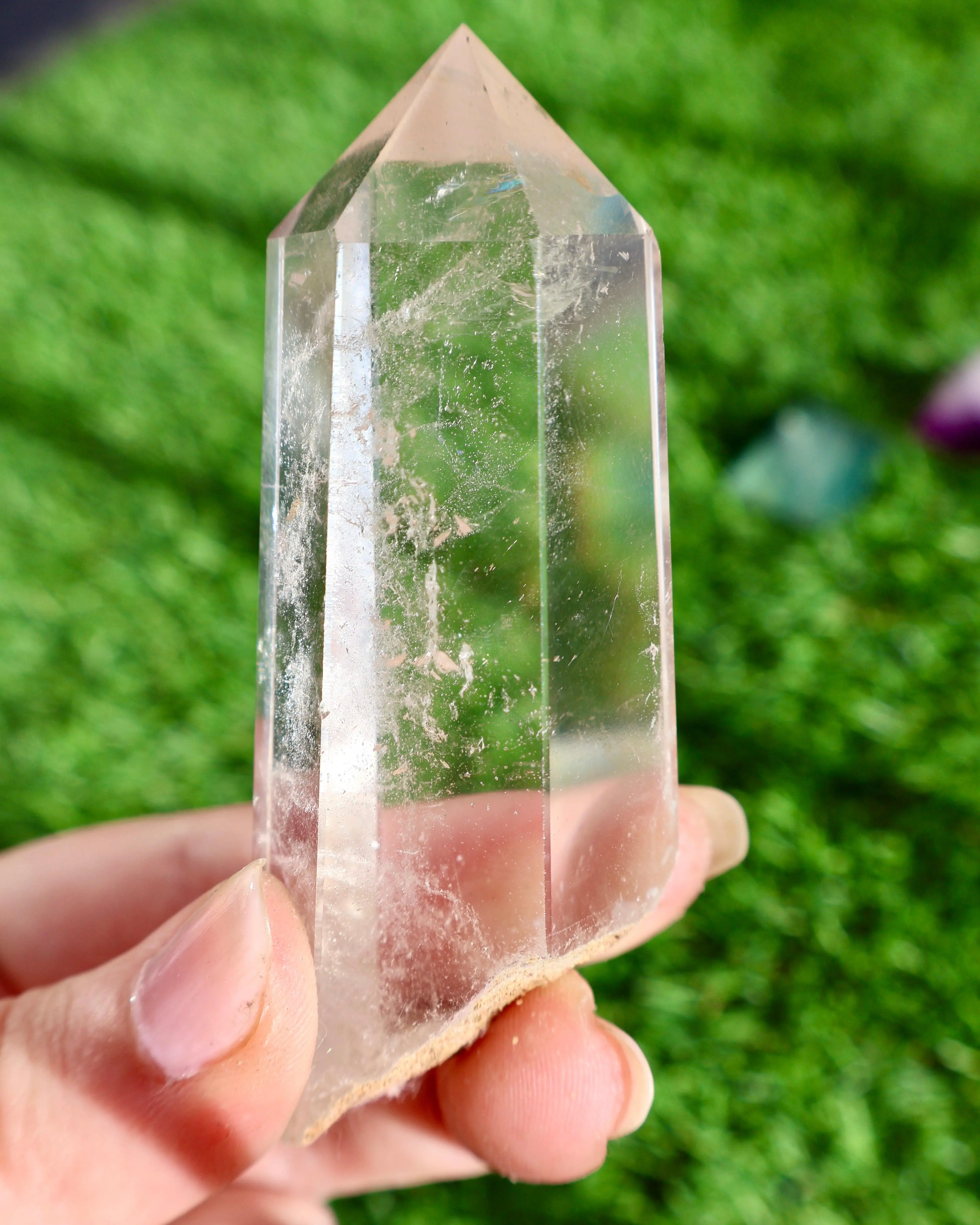 Rooted Clear Quartz Crystal Wand – Polished Point, Raw Base