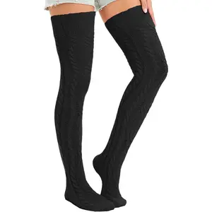 Women's Thigh High Socks Over the Knee Knit Socks, Winter Leg Warmers Stockings Knee High Tube Arctic Fleece