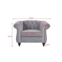 Grey Fabric 1 Seater Tufted Sofa