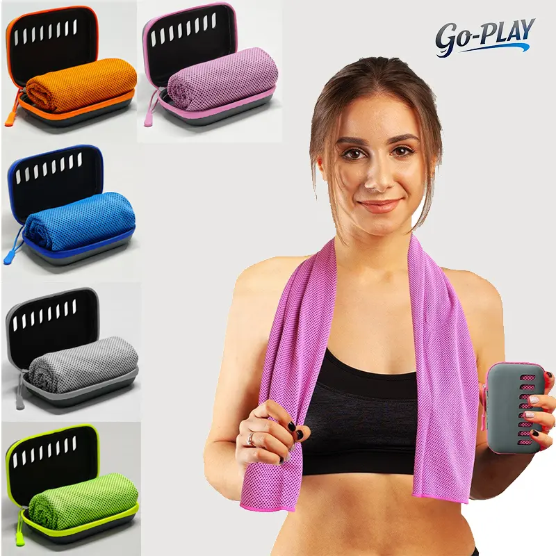 Cooling Towel with Portable Case, Quick Dry Ice Cooling Towel for Gym, Running, Fitness, Yoga, Hiking & Travel, Reusable Cold Towel for Summer Sports & Outdoor Essentials