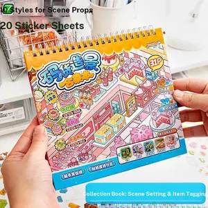 New Style Miniature Food Supermarket Scene Sticker Book for Dollhouse Decoration Craft Supplies 3D Stackable Dessert Scrapbook Stickers Collection for DIY Crafts