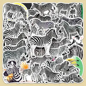 Cartoon Zebra Pattern Sticker, 50pcs/set DIY Decorative Sticker, DIY Decals for Water Bottle, Laptop, Phone Case, Scrapbooking, Journal Making