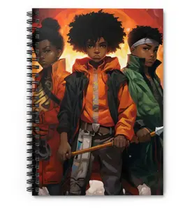 Tanjiro Kamado Inspired Spiral Notebook - Demon Slayer Resilience with Afrocentric Artistry - 118 Ruled Line Pages