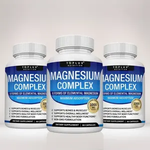 3 Bottles High Absorption Vegan Magnesium Complex Supplement 8 Elemental 1000mg - Magnesium Glycinate,Citrate, Malate, Taurate,Complete Chelated MineralSupplement for Easy Absorption for Bones, Muscle,Recovery, Energy, Vegan Non-GMO 90 Capsules