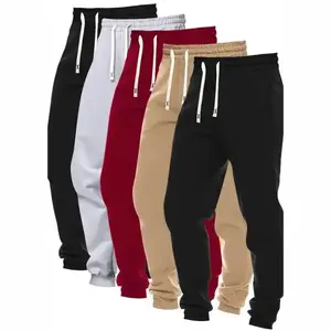 5-Pack Men'S Solid Color Sweatpants,Polyester Knit Fabric,Regular Fit,Drawstring Waist,Casual Athletic Joggers with Pockets,Slight Stretch,