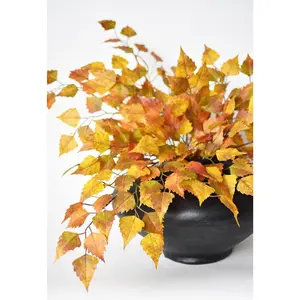 26" Faux Birch Leaf Stem Orange / Mustard / Yellow