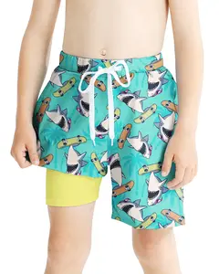 Boys Swim Trunks with Compression Liner Boy Stretch Quick Dry Swim Shorts Kids UPF 50+ Beach Swimsuit 5-16 Years