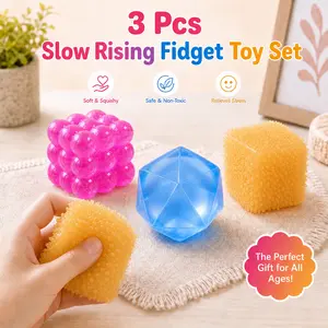 Cute Transparent Slow Rising Squishys 3-Pack - Crystal Jelly Squeeze Toys, Anxiety Relief Gift, Hand Therapy Fidget Set
