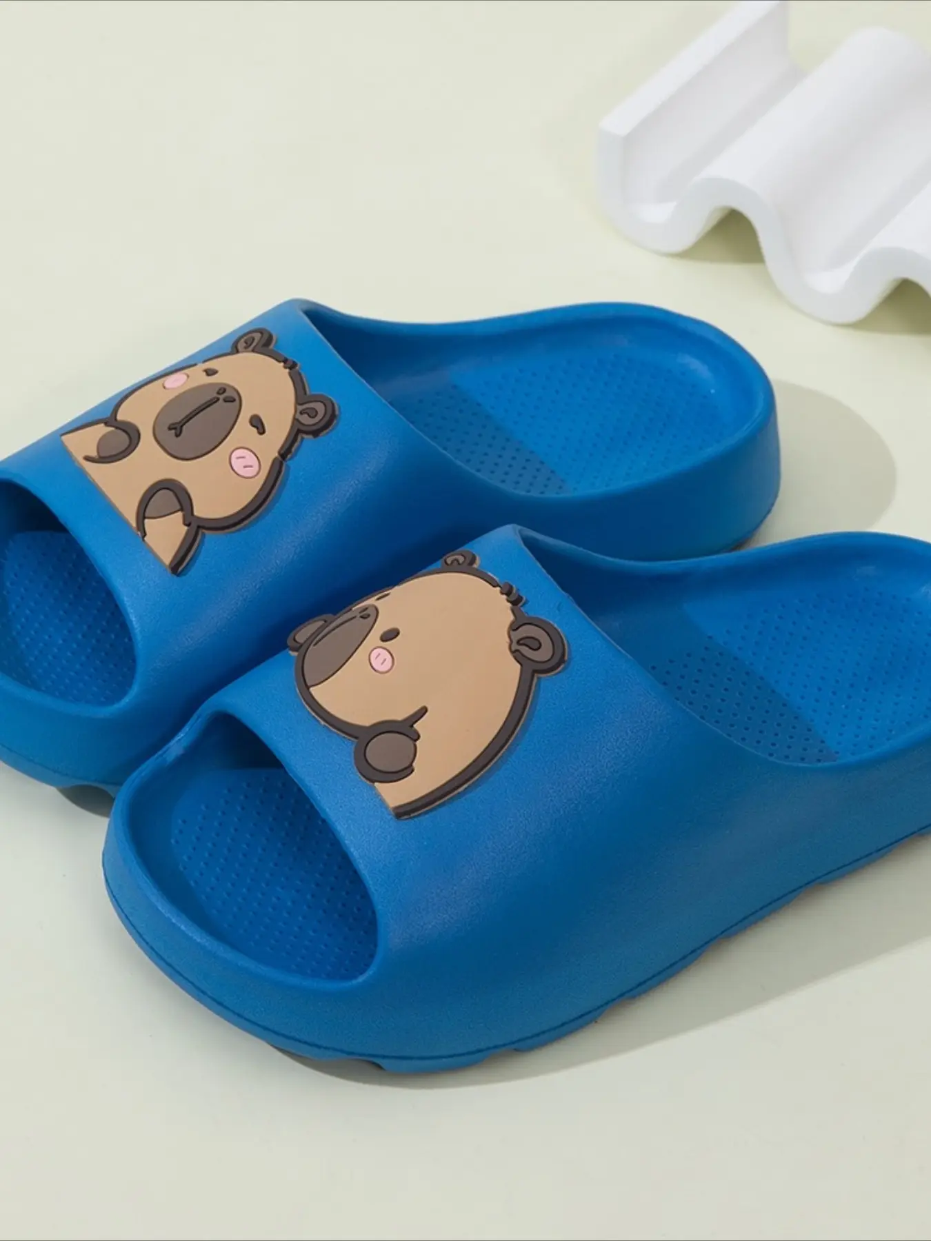 Cartoon-Printed Solid-Color Kids' Bath Slippers for Boys and Girls Indoor Home Cooling Slippers
