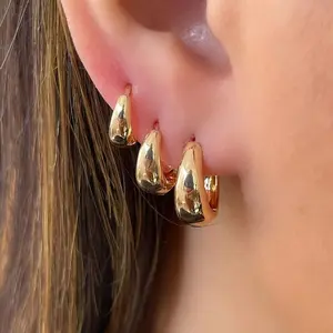 3 pairs of fashionable copper ear buckles with a high-end feel; large, medium, and small sizes included; 6-piece ear ornament set for women’s daily matching, gifting, and wearing