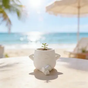 Creative Crossed Legs Flower Pot Planter with Drainage Holes, Lazy-Friendly Desktop Plant Container, Ideal for Indoor Greenery Growth, Home Decor Pots