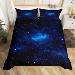Blue Galaxy Comforter Cover,Starry Sky Decor Outer Space Theme Bedding Set for Adult Women Boys Universe Pattern Teens Bedroom Galaxy Decor Soft Microfiber Duvet Cover with Zipper Closure