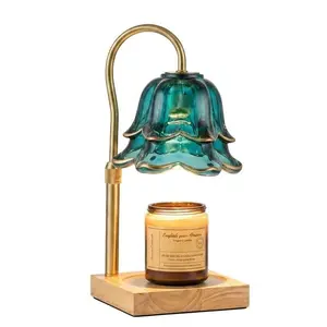 Vintage Green Candle Warmer Lamp, Birthday Gift, Lily of the Valley Flower Lamp, Height Adjustable with Timer Summer Vibes