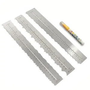 3 count Stainless Steel Metal Paper Tearing Ruler Craft Ruler for  Paper to Wavy Line Jagged and Irregular Edges 12'' Measuring Tool for Engineering School Office Architect and Drawing