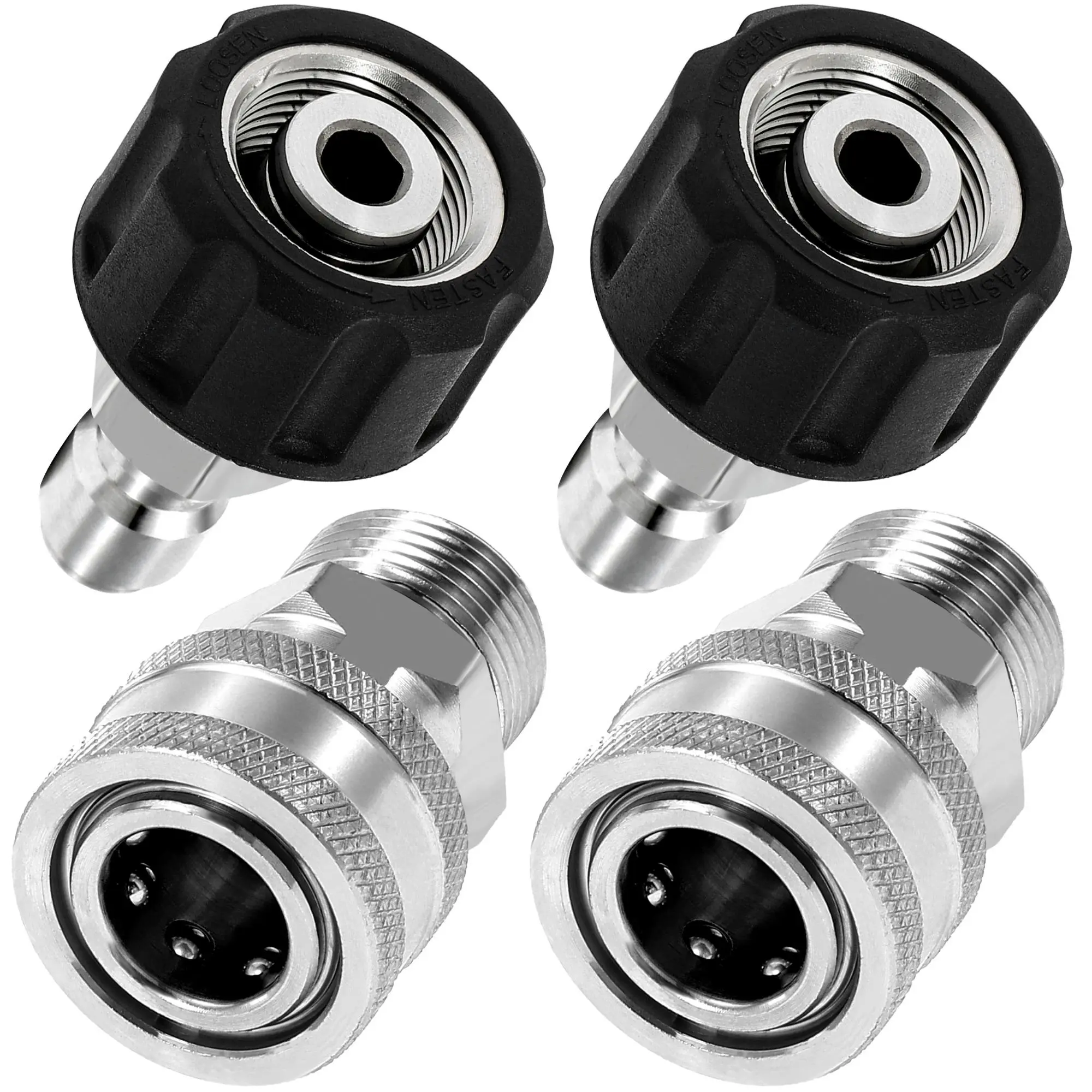 High Pressure Car Wash Adapter Set, Stainless Steel Rust Corrosion Resistant Durable Quick Connect Car Wash Adapter, Pressure Washer Car Wash Accessories for Car Washing & Maintenance Compatibility