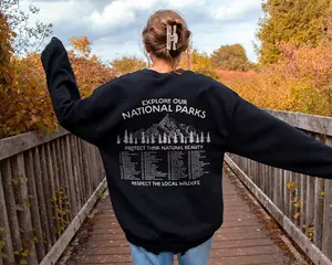 National Parks Sweatshirt, Granola Girl Camping Clothes Pine Tree Mountain Hike Sweatshirt, Environmental Sweater Park Ranger Sweatshirt Cotton Fabric