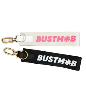 Bustmob Long Keychains with Metal Clasp and Leather Trim - Available in White and Black Colors