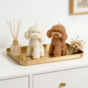 Reusable 3D Teddy Poodle Dog Candle Silicone Mold, DIY Curly Hair Poodle Soap Plaster Mold, Golden Retriever Puppy Epoxy Resin Making Kit