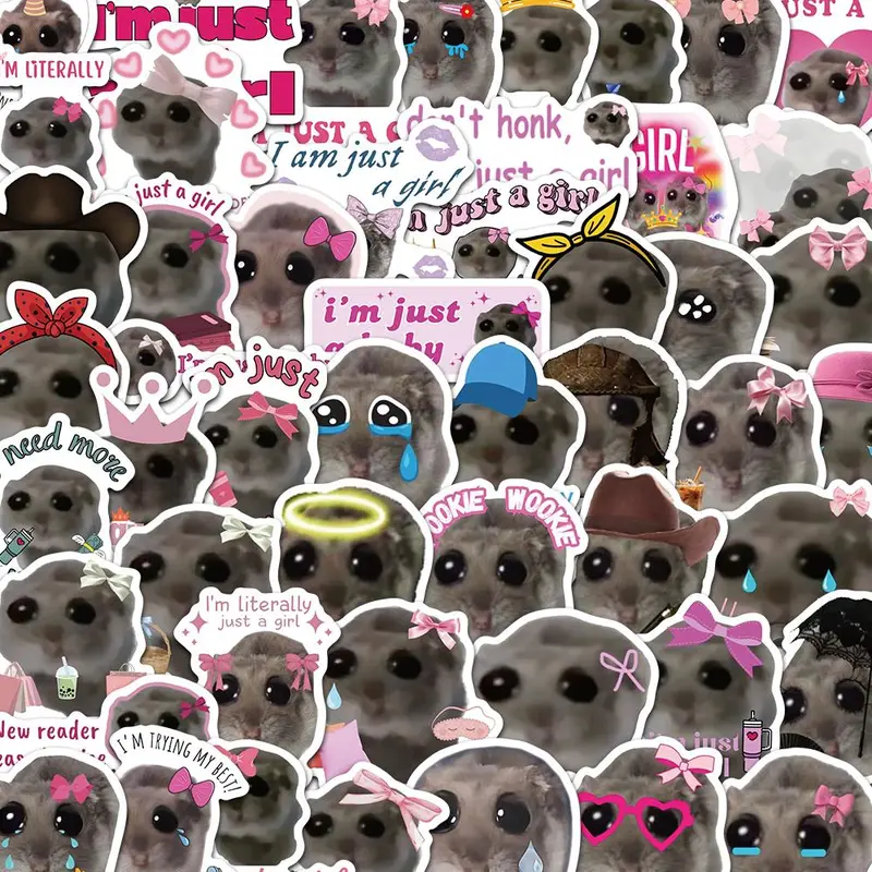 Hamster Meme Sticker, Funny Stickers, 56pcs/set Cute Animal Sticker, Decorative Sticker for Phone, Computer, Guitar, Bag, Water Cup, Scrapbook, Funny Stickers Pack